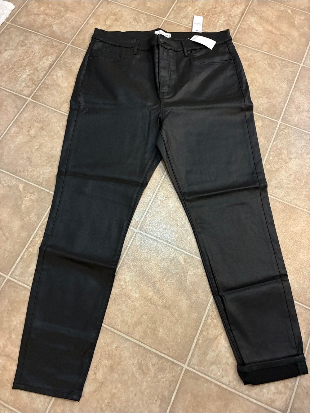 LOFT Black Slim Straight Coated Pants